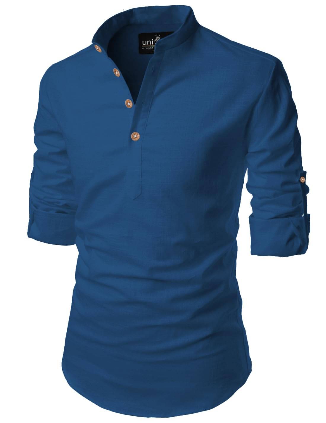 UNI VIBE Indigo Cotton Blend Men's Shirt Style Kurta ( Pack of 1 ) UNI VIBE Indigo Cotton Blend Men's Shirt Style Kurta ( Pack of 1 )