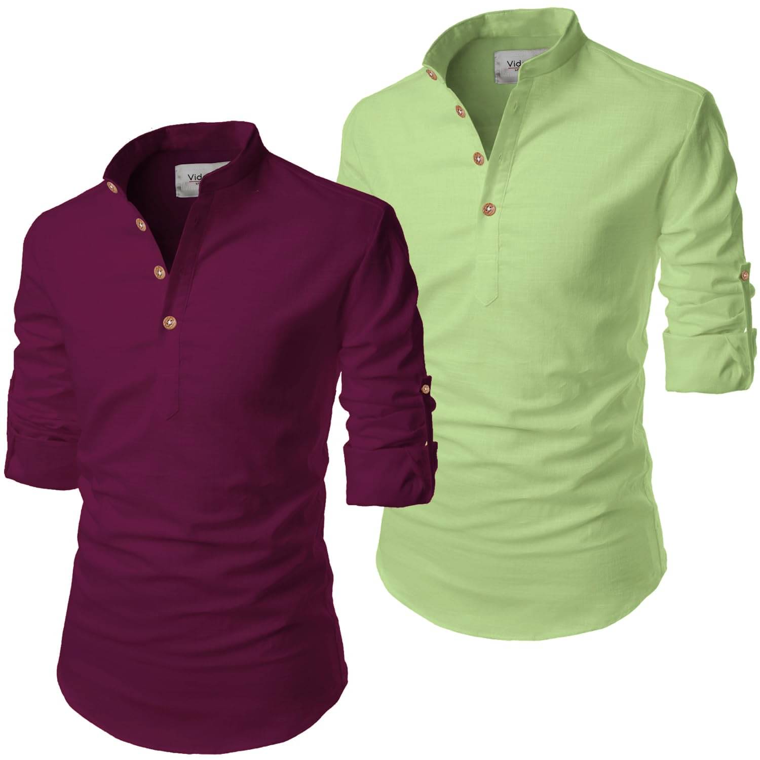 UNI VIBE Light Green Cotton Blend Men's Shirt Style Kurta ( Pack of 2 ) UNI VIBE Light Green Cotton Blend Men's Shirt Style Kurta ( Pack of 2 )