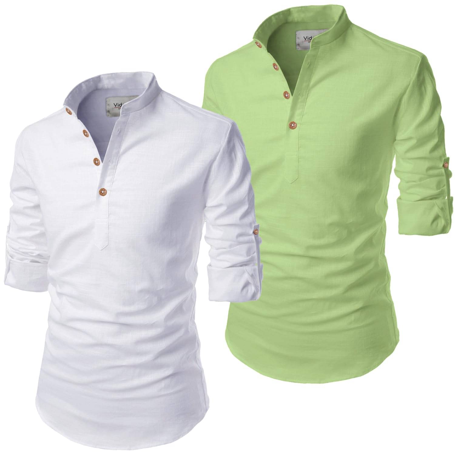 UNI VIBE Off-White Cotton Blend Men's Shirt Style Kurta ( Pack of 2 ) UNI VIBE Off-White Cotton Blend Men's Shirt Style Kurta ( Pack of 2 )