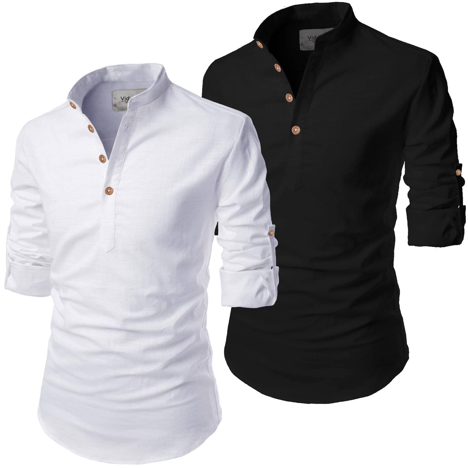 UNI VIBE Optical White Cotton Blend Men's Shirt Style Kurta ( Pack of 2 ) UNI VIBE Optical White Cotton Blend Men's Shirt Style Kurta ( Pack of 2 )