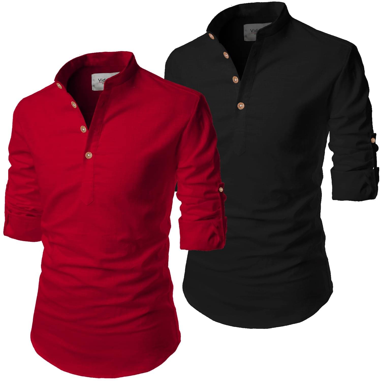 UNI VIBE Rough Red Cotton Blend Men's Shirt Style Kurta ( Pack of 2 ) UNI VIBE Rough Red Cotton Blend Men's Shirt Style Kurta ( Pack of 2 )
