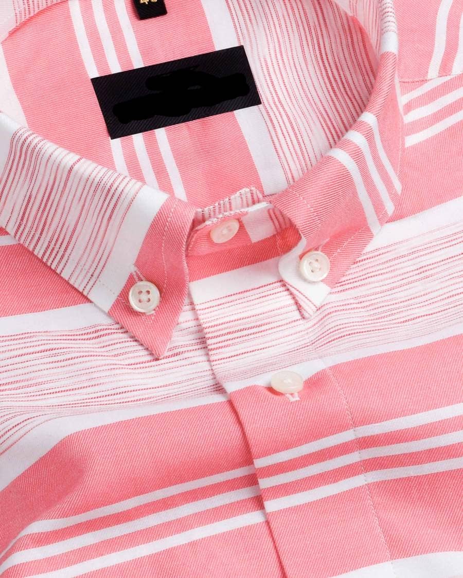 VERTUSY Cotton Blend Regular Fit Striped Full Sleeves Men's Casual Shirt - Pink ( Pack of 1 )