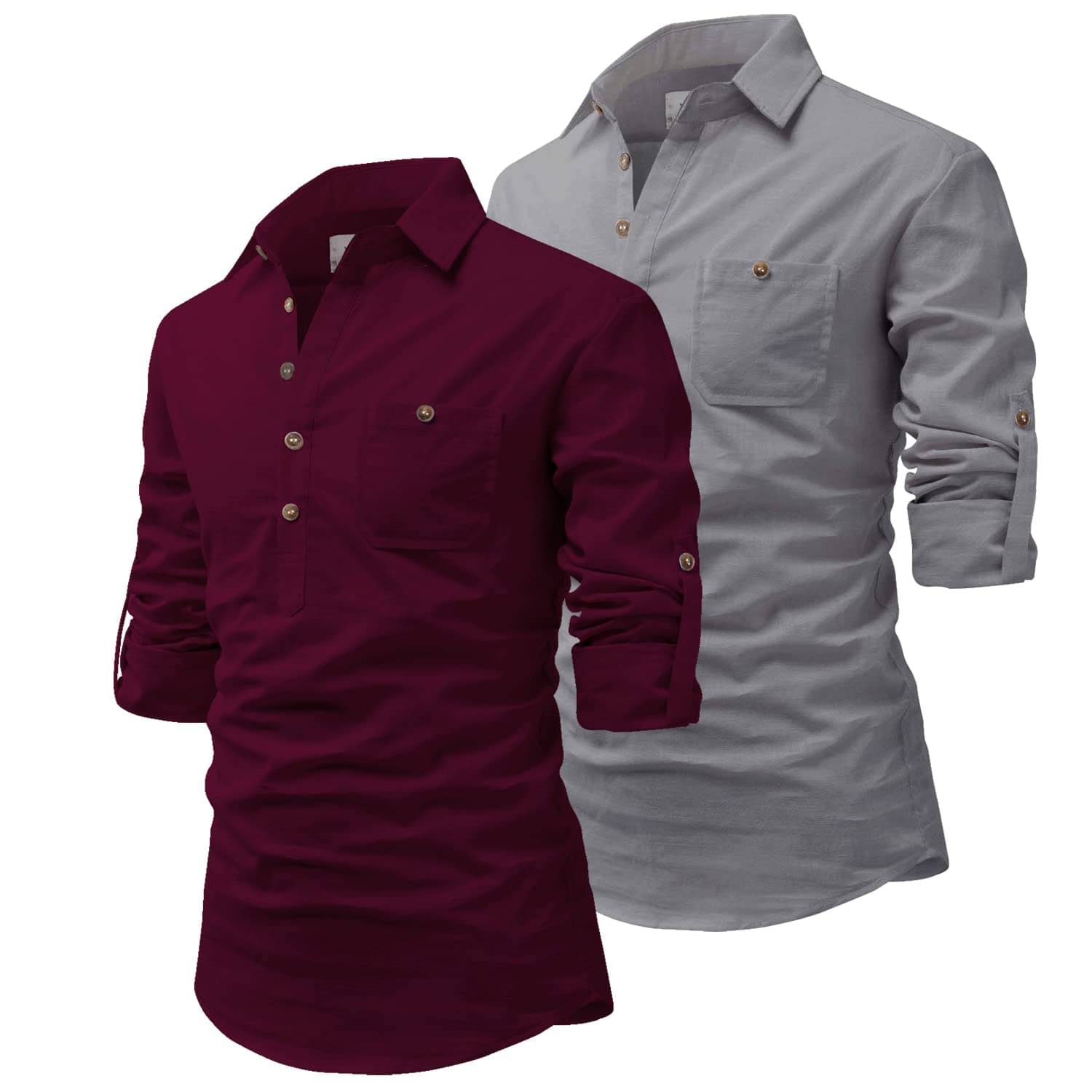 Vida Loca Dark grey Cotton Blend Men's Shirt Style Kurta ( Pack of 2 )     			Vida Loca Dark grey Cotton Blend Men's Shirt Style Kurta ( Pack of 2 )