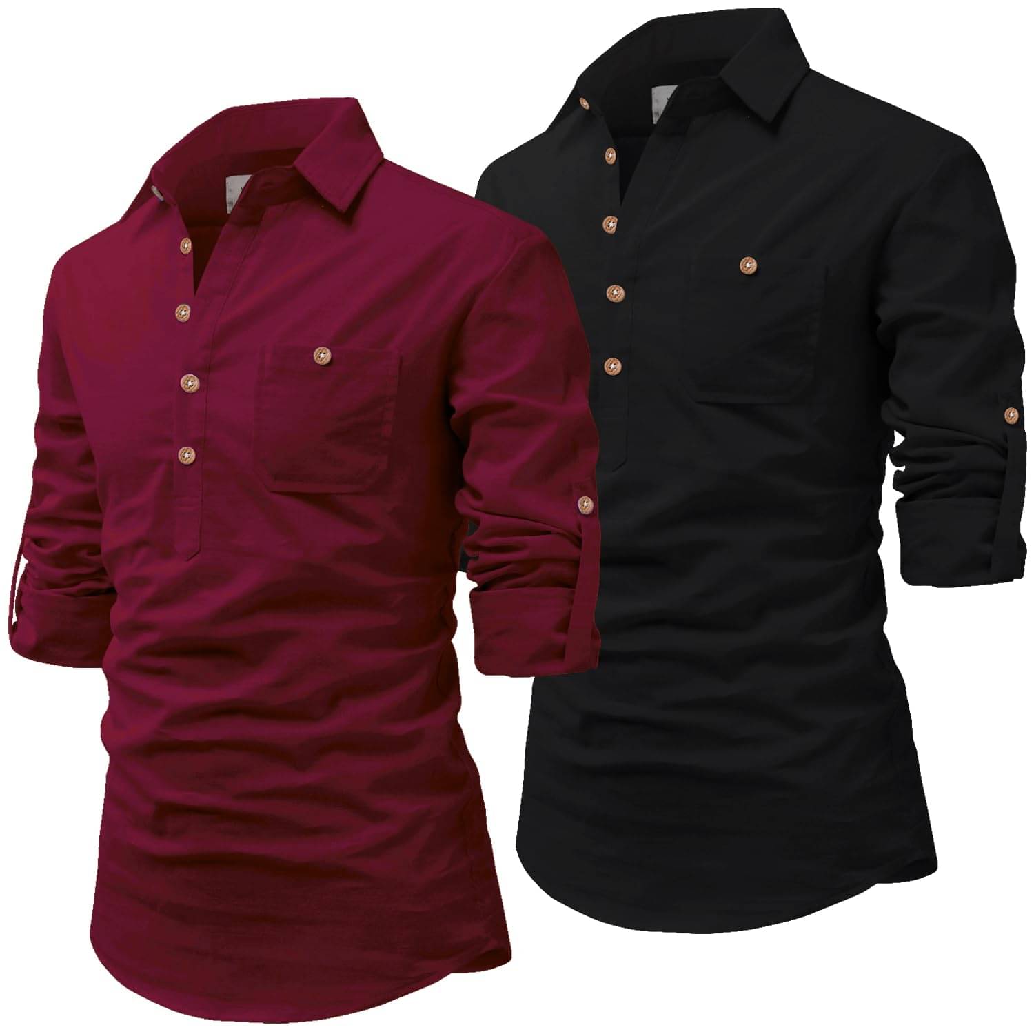 Vida Loca Ercu Cotton Blend Men's Shirt Style Kurta ( Pack of 2 ) Vida Loca Ercu Cotton Blend Men's Shirt Style Kurta ( Pack of 2 )