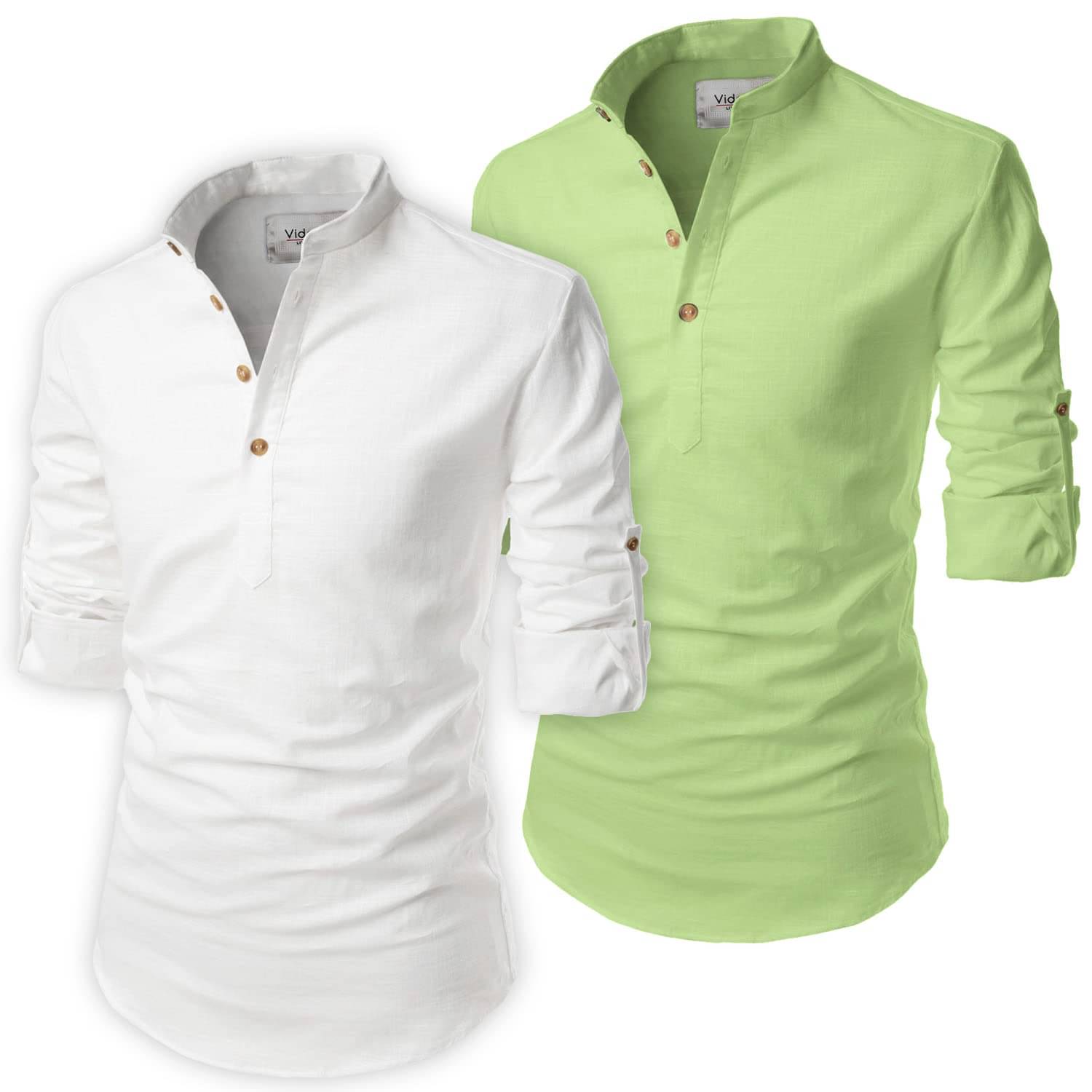 Vida Loca Fluorescent Green Cotton Blend Men's Shirt Style Kurta ( Pack of 2 )     			Vida Loca Fluorescent Green Cotton Blend Men's Shirt Style Kurta ( Pack of 2 )