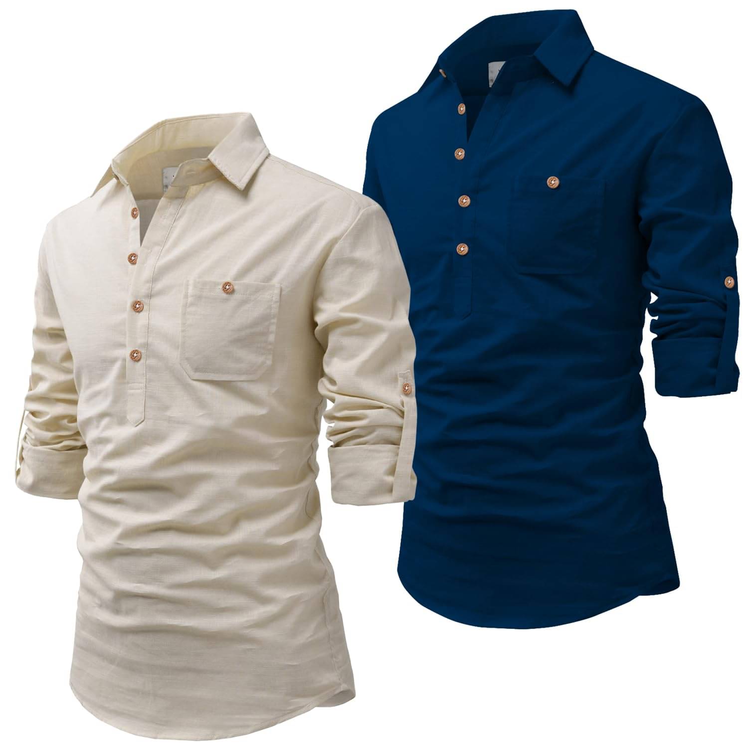 Vida Loca Indigo Cotton Blend Men's Shirt Style Kurta ( Pack of 2 )     			Vida Loca Indigo Cotton Blend Men's Shirt Style Kurta ( Pack of 2 )