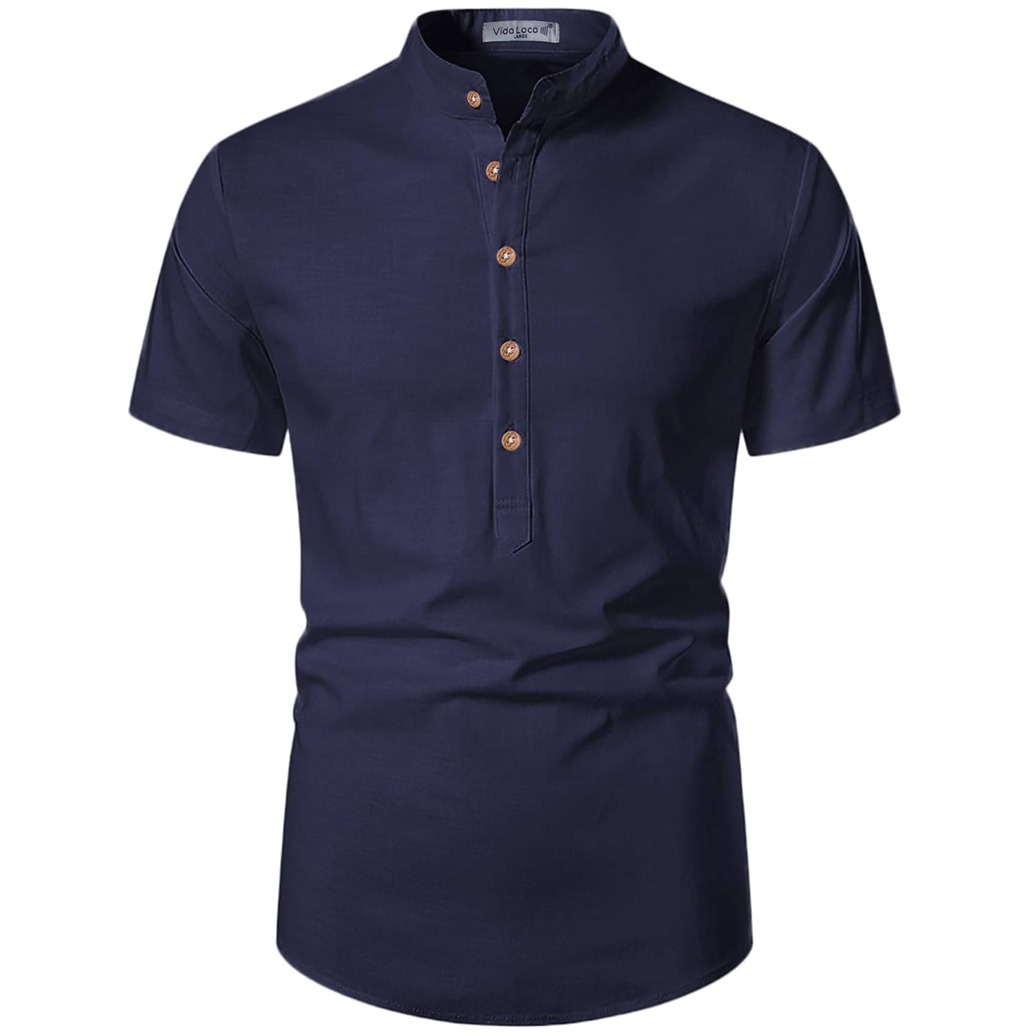     			Vida Loca Navy Blue Cotton Blend Men's Shirt Style Kurta ( Pack of 1 )