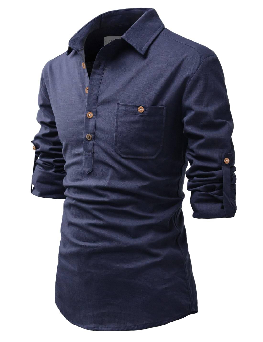 Vida Loca Navy Blue Cotton Blend Men's Shirt Style Kurta ( Pack of 1 ) Vida Loca Navy Blue Cotton Blend Men's Shirt Style Kurta ( Pack of 1 )