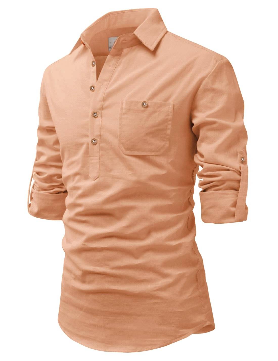     			Vida Loca Orange Cotton Blend Men's Shirt Style Kurta ( Pack of 1 )