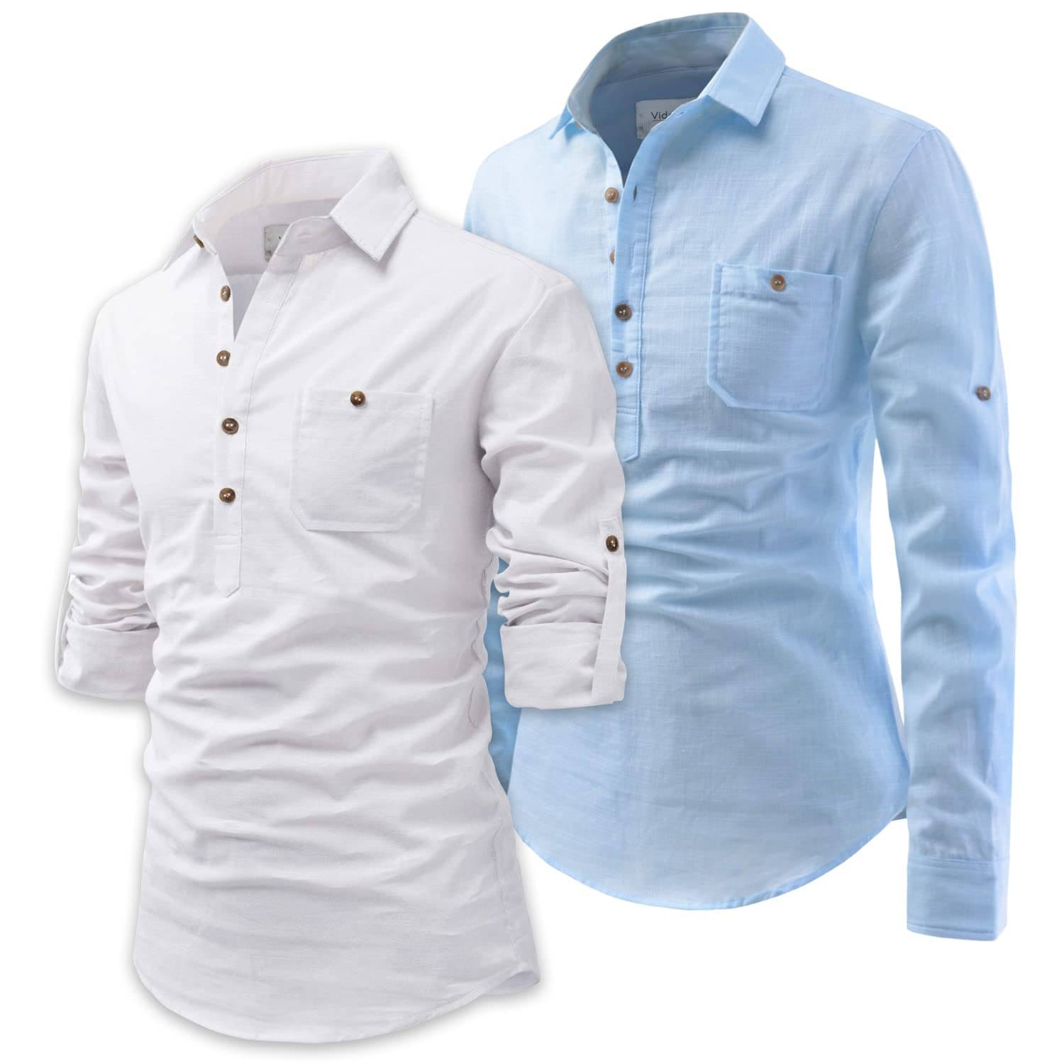     			Vida Loca Sky Blue Cotton Blend Men's Shirt Style Kurta ( Pack of 2 )