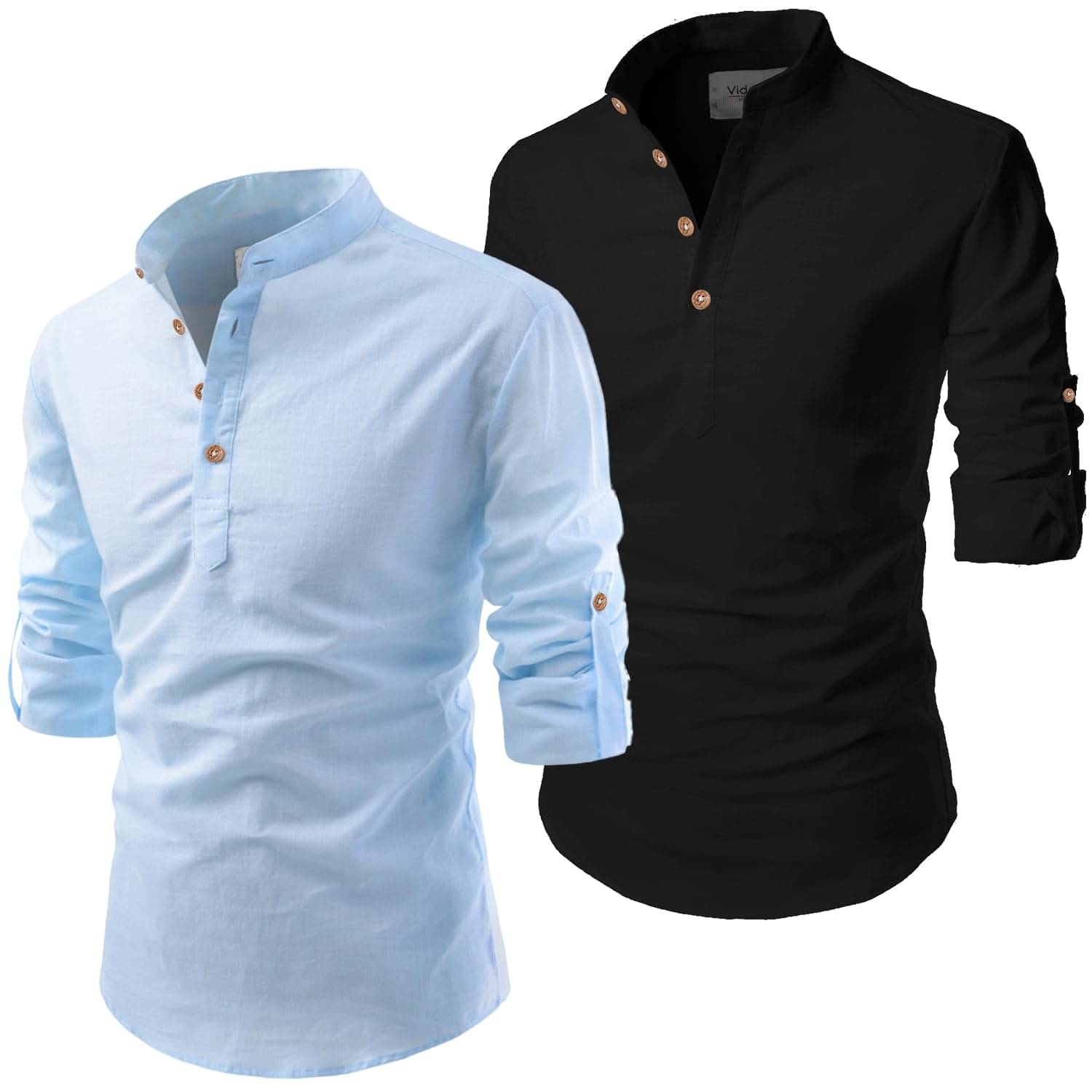Vida Loca Sky Blue Cotton Blend Men's Shirt Style Kurta ( Pack of 2 ) Vida Loca Sky Blue Cotton Blend Men's Shirt Style Kurta ( Pack of 2 )