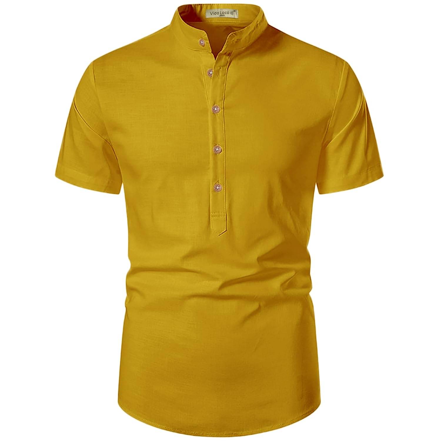     			Vida Loca Yellow Cotton Blend Men's Shirt Style Kurta ( Pack of 1 )
