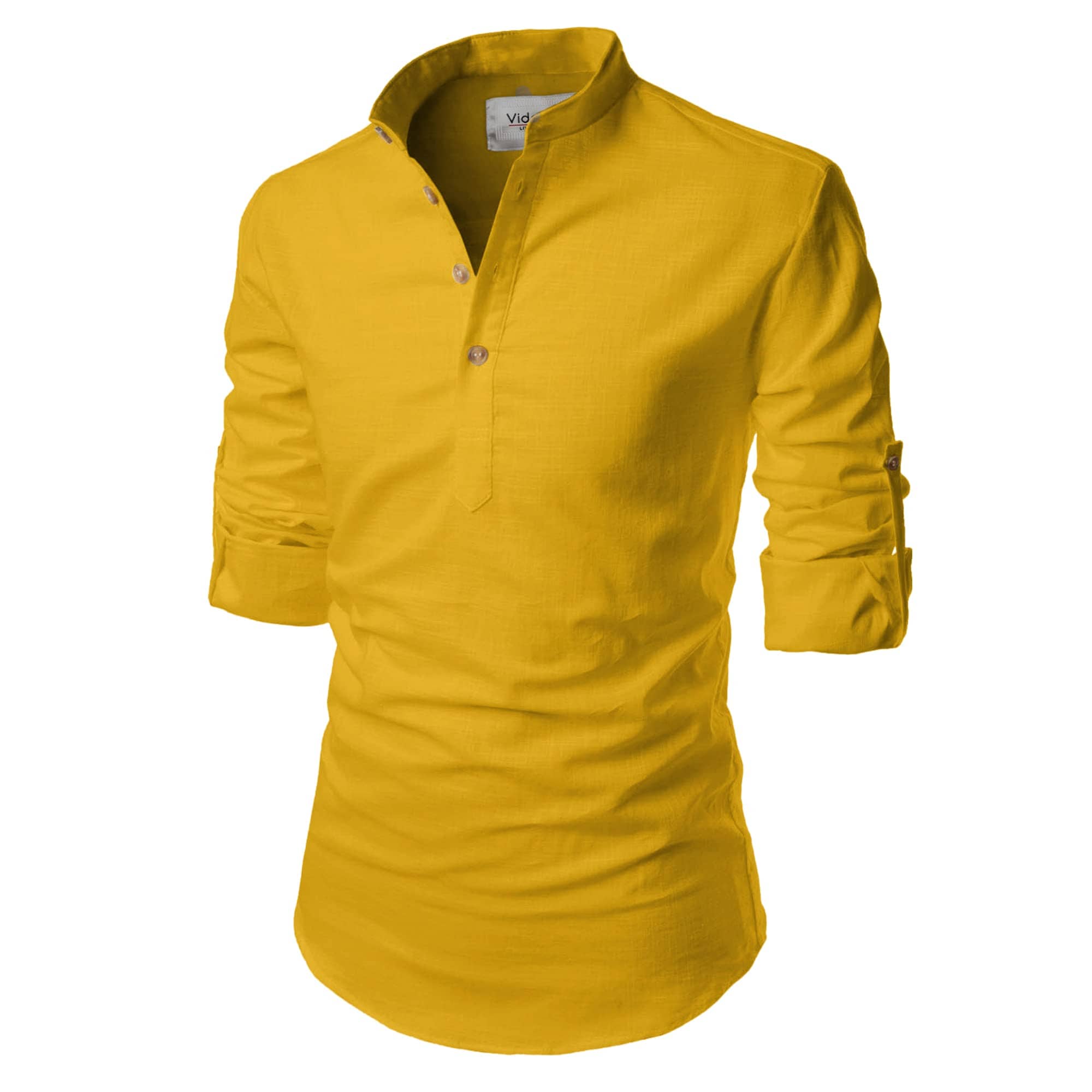 Vida Loca Yellow Cotton Blend Men's Shirt Style Kurta ( Pack of 1 ) - Kurtas & Kurta Sets | Buy online on ZillyBuy