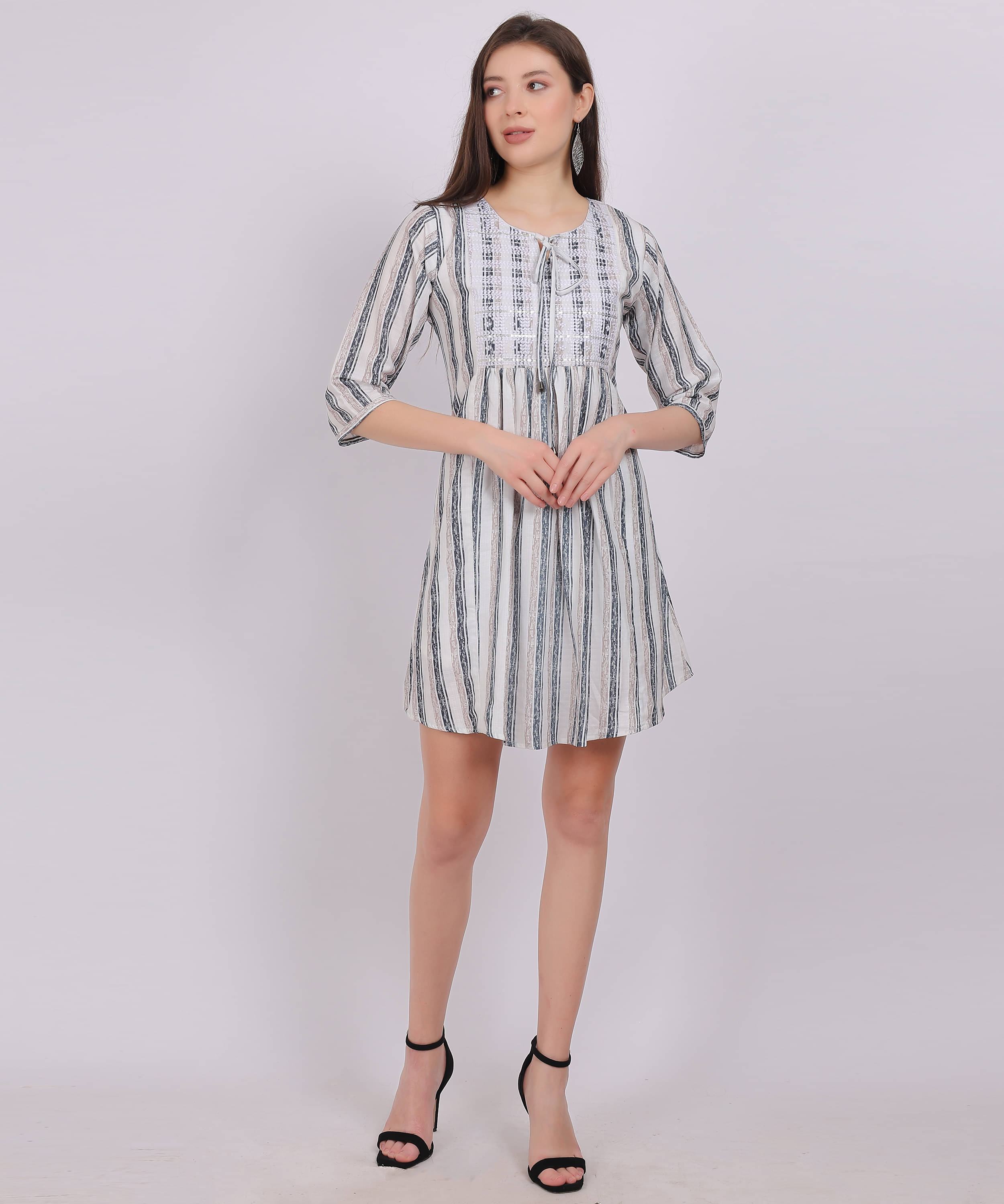 aumbe Cotton Printed Above Knee Women's A-line Dress - Green ( Pack of 1 )     			aumbe Cotton Printed Above Knee Women's A-line Dress - Green ( Pack of 1 )