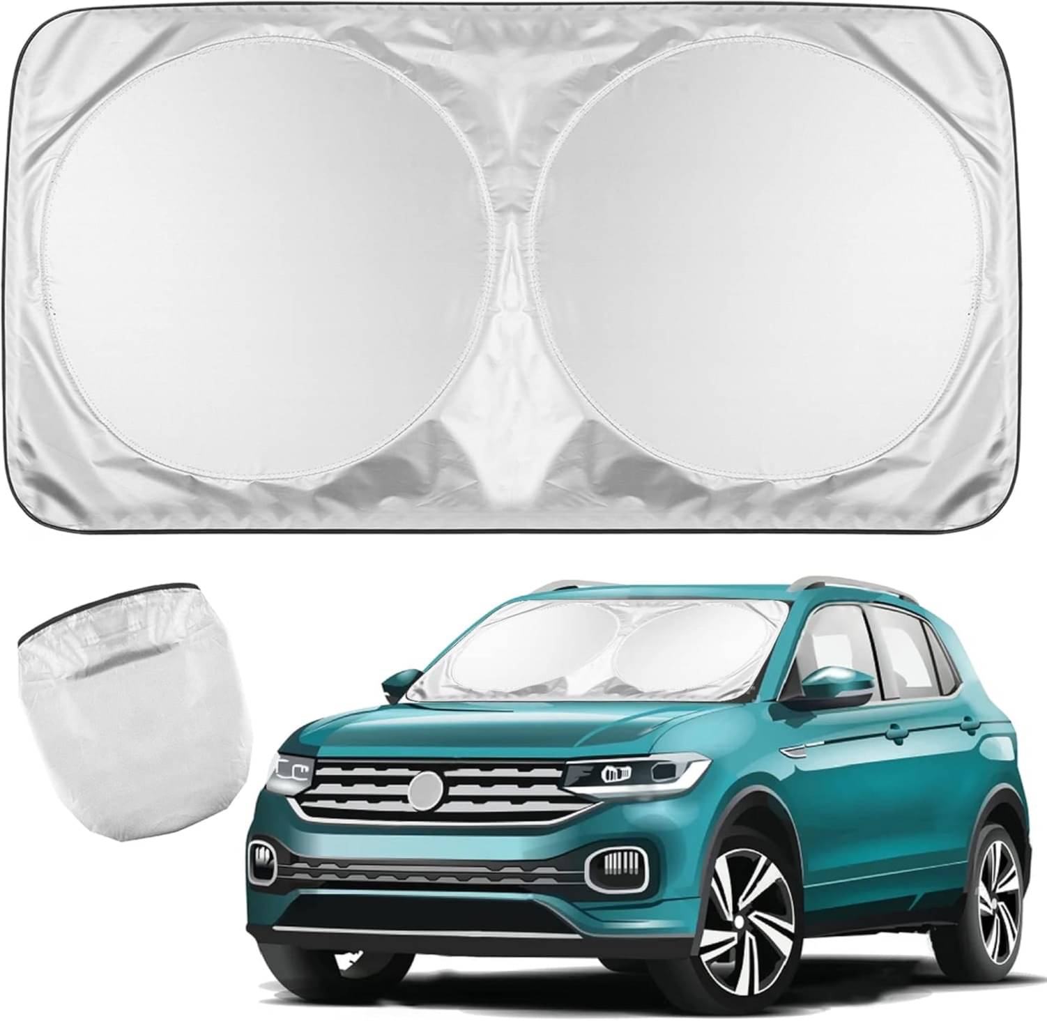     			Auto Hub Car Windshield Sunshade, Reflective Polyester Blocks Heat and Sun. Foldable Sun Shield That Keeps Your Vehicle Cool (Large 147 x 68 cm)