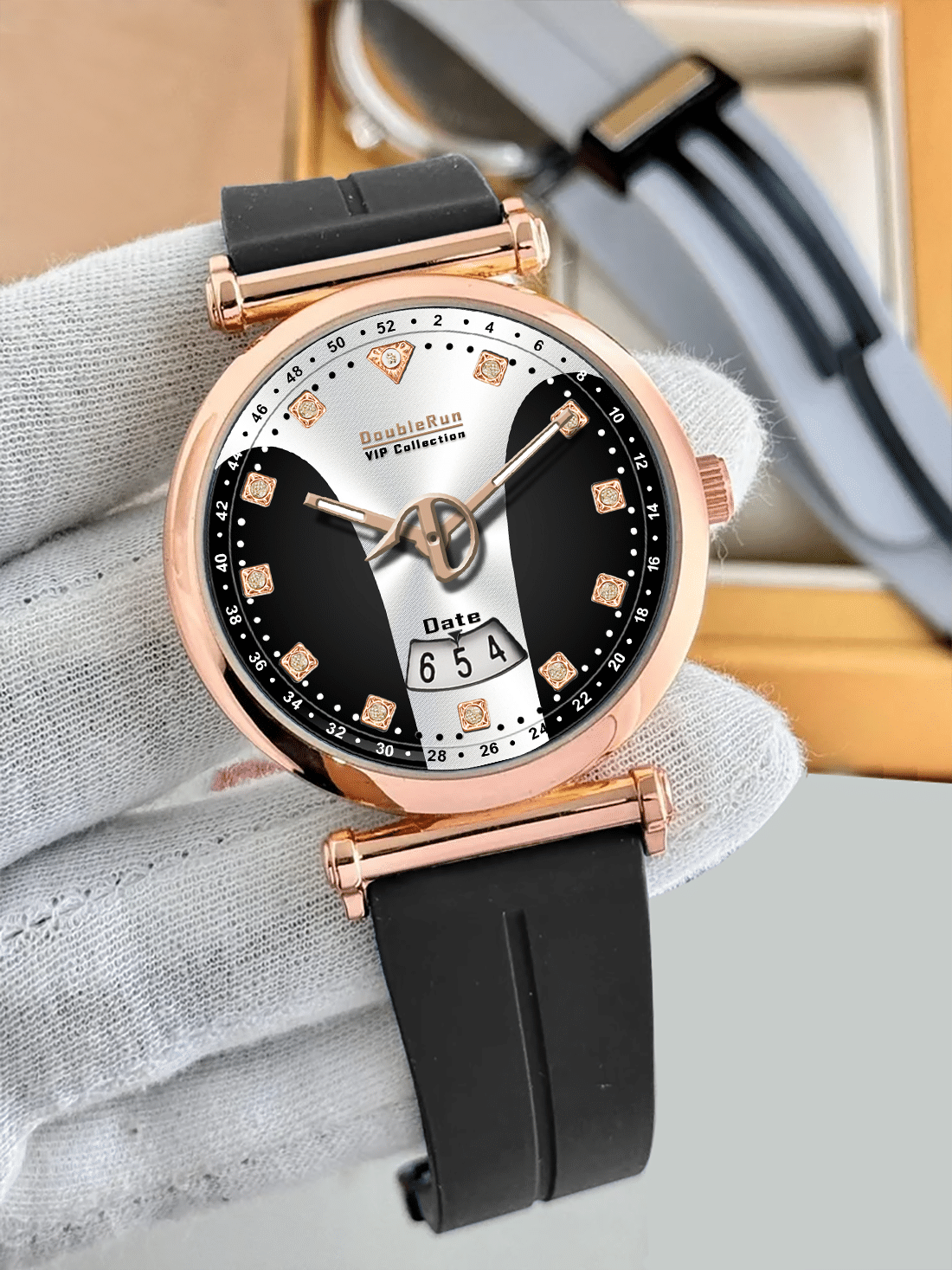     			DoubleRun Black Silicon Analog Men's Watch