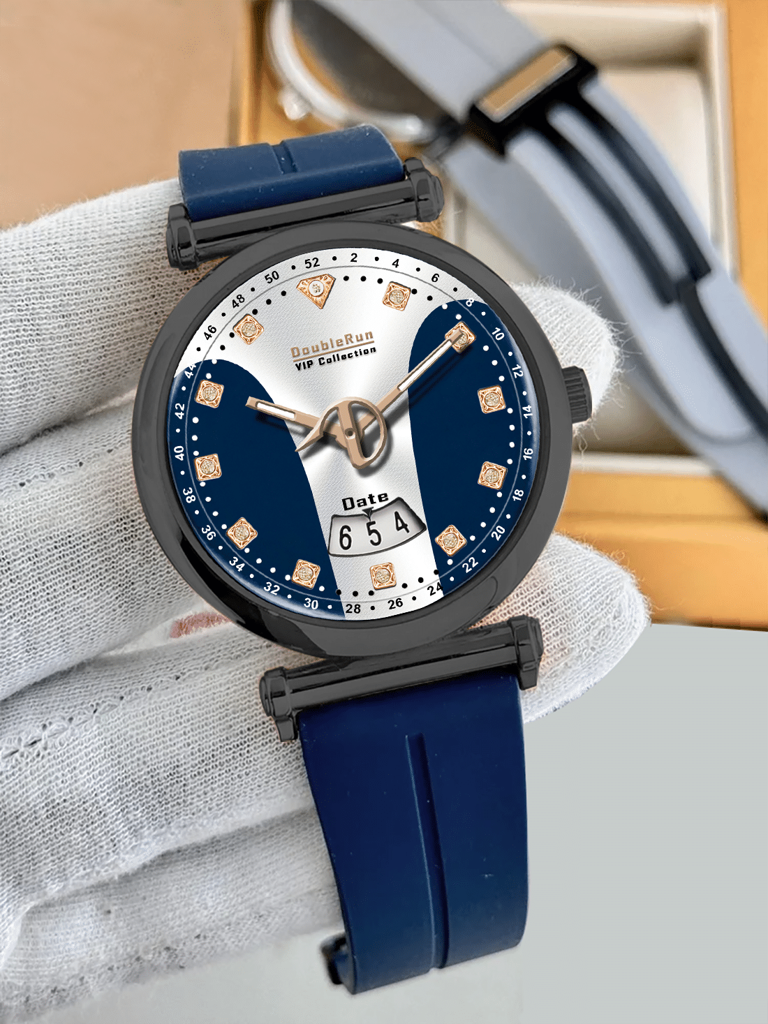     			DoubleRun Blue Silicon Analog Men's Watch