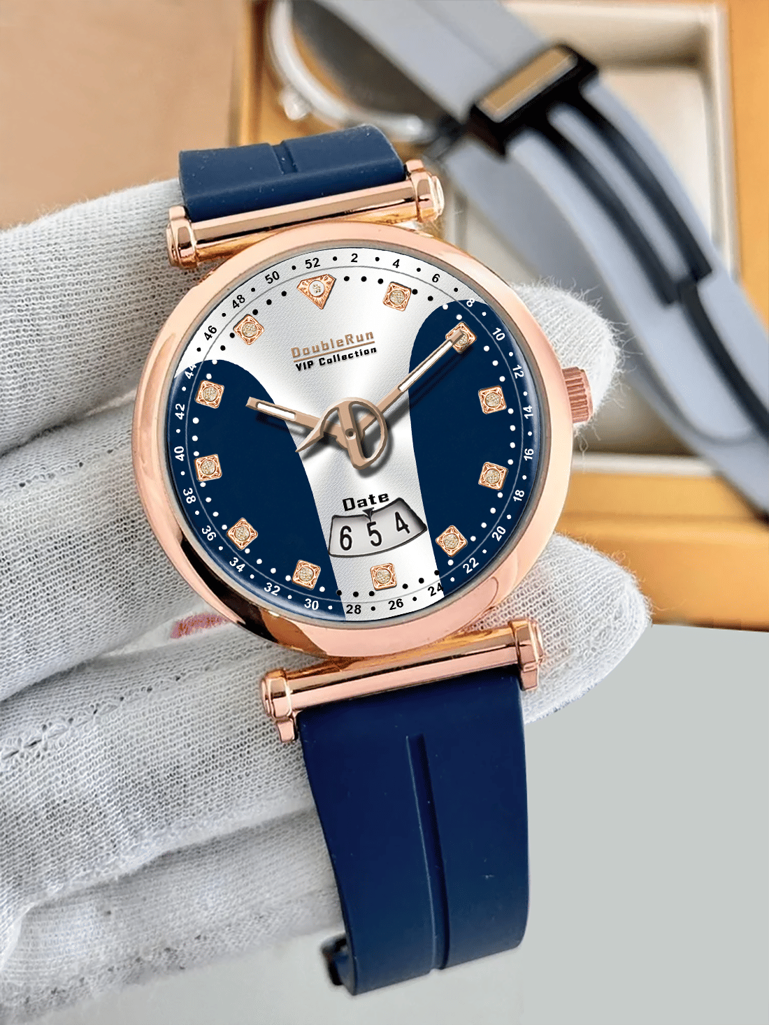     			DoubleRun Navy Blue Silicon Analog Men's Watch