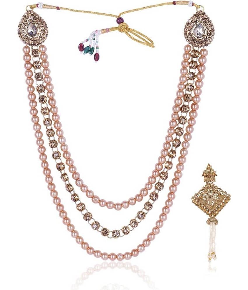 Dulha groom sherwani Necklace/Moti Mala for Men for wedding | Groom Mala and Brooch Set - Jewellery Sets | Buy online on ZillyBuy