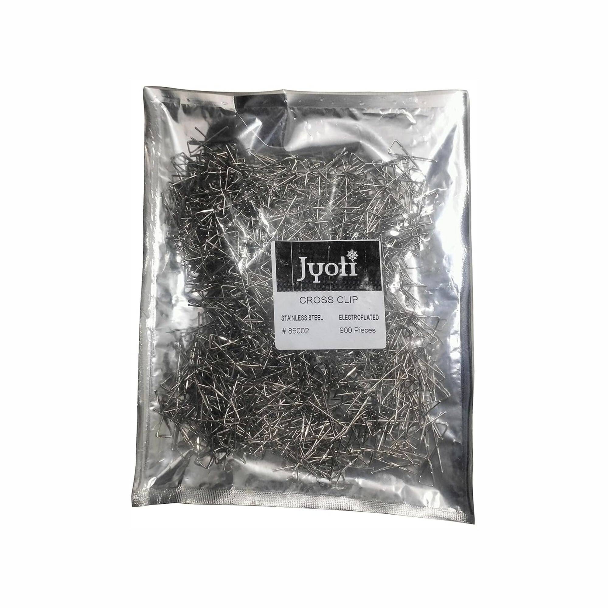     			Jyoti Cross Clip (900 Pcs of Stainless Steel in Electroplated Finish in a Pouch) Durable & Rust-Proof, Re-Usable Clamps for Holding Loose Papers & Document Organizing, Office, Stationery - Pack of 1