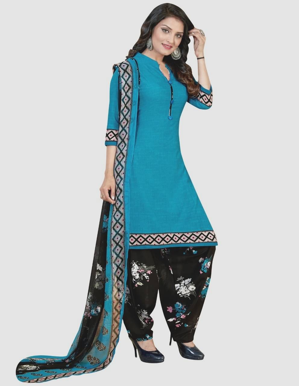     			Kkrish Unstitched Crepe Printed Dress Material - Blue ( Pack of 1 )