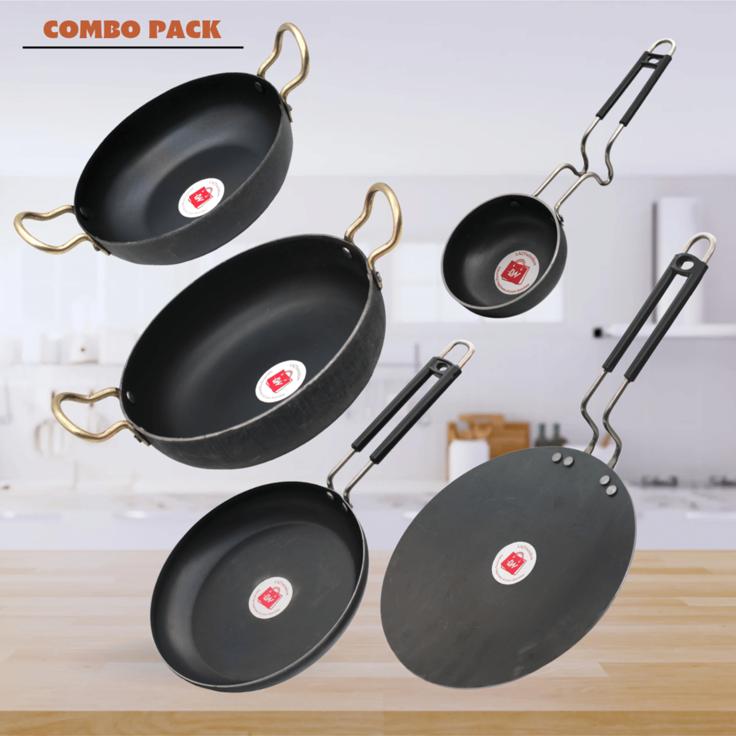     			LAZYWINDOW Black Iron No Coating Cookware Sets ( Set of 1 )
