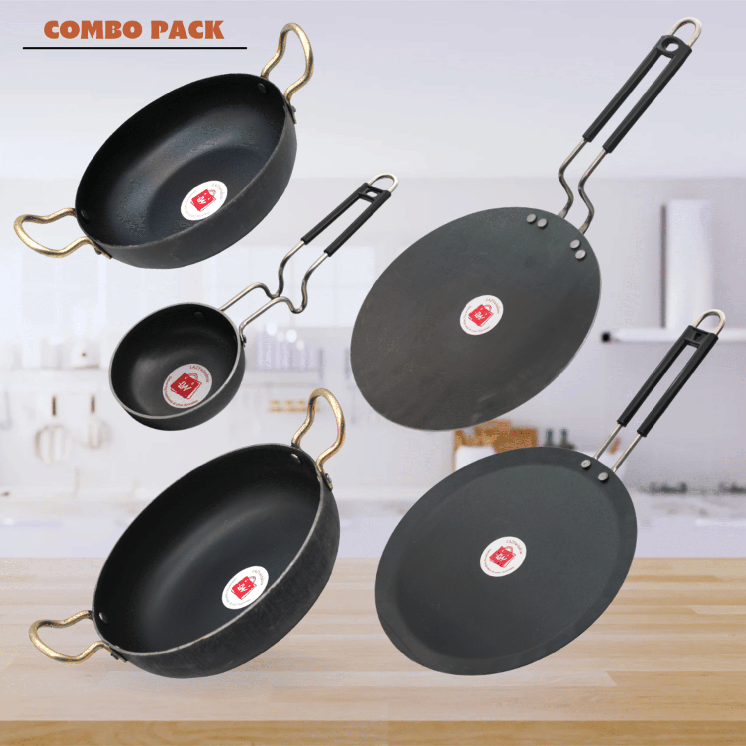     			LAZYWINDOW Black Iron No Coating Cookware Sets ( Set of 1 )
