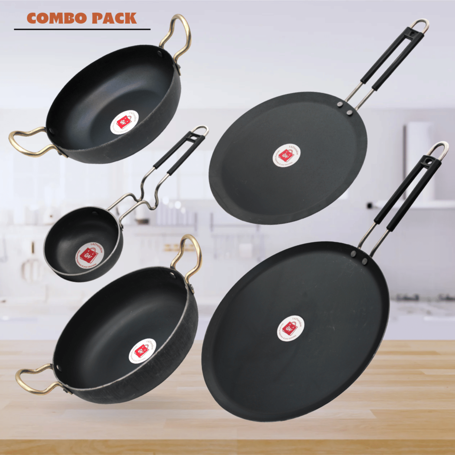     			LAZYWINDOW Black Iron No Coating Cookware Sets ( Set of 1 )