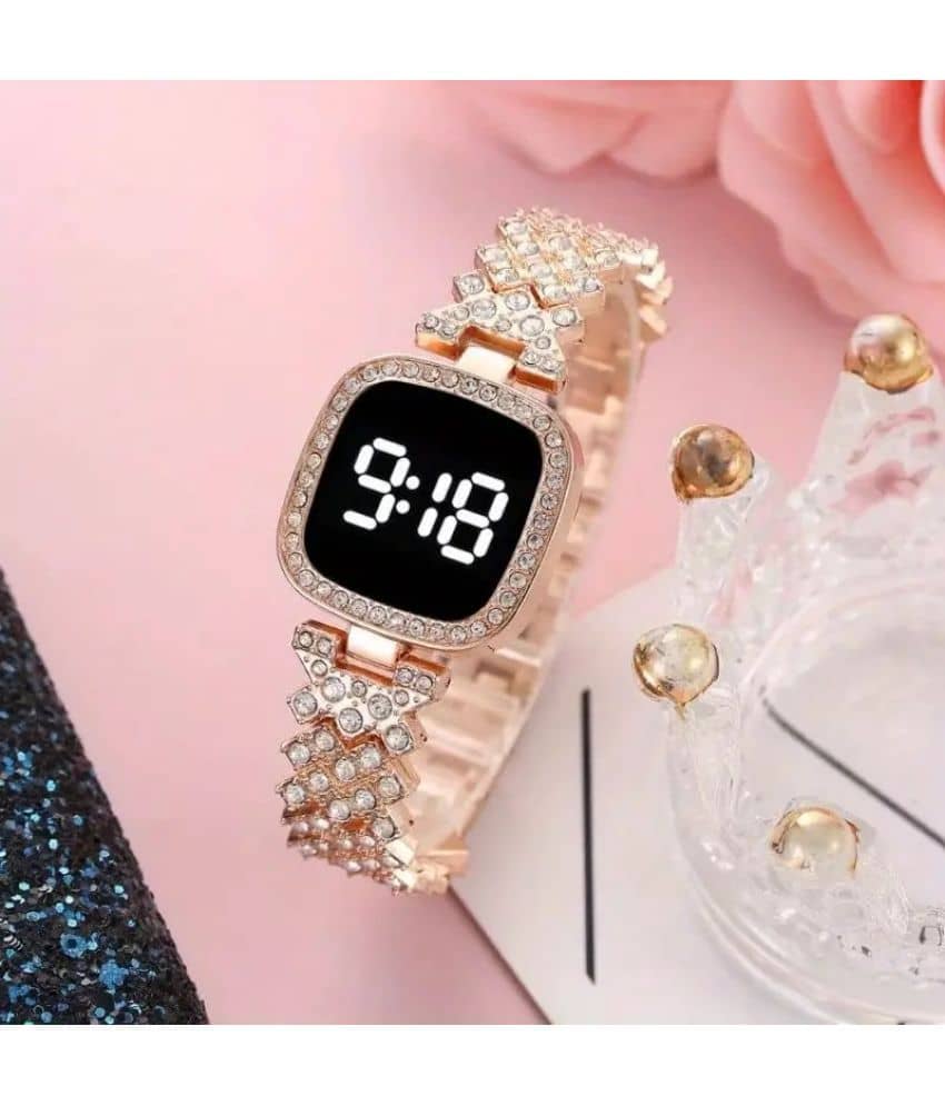 Rhonium Rose Gold Metal Digital Womens Watch