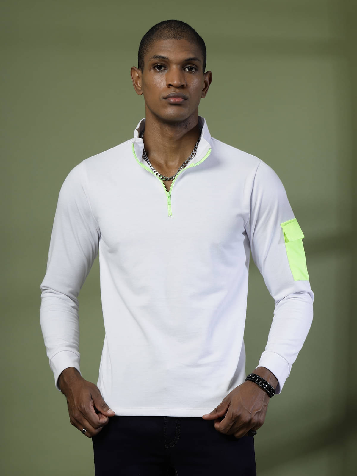     			Rigo Pack of 1 Cotton Relaxed Fit Solid Full Sleeves Men's Polo T Shirt ( White )