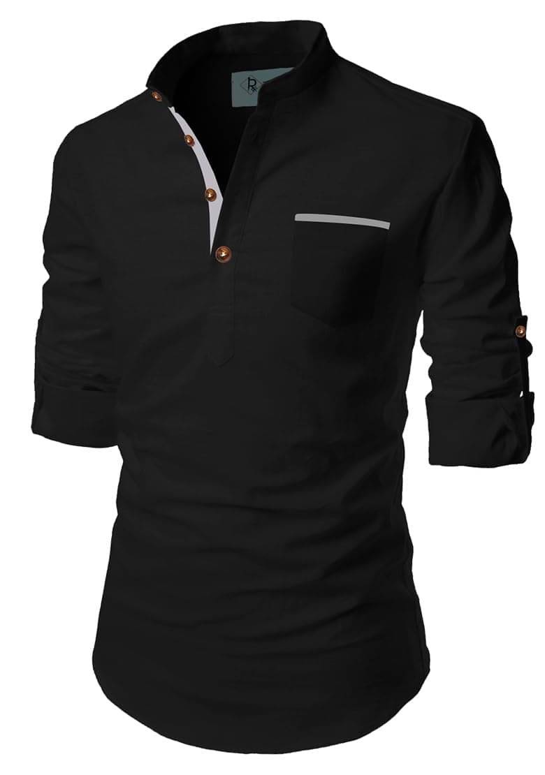 TrendiVastra Black Cotton Blend Men's Shirt Style Kurta ( Pack of 1 ) TrendiVastra Black Cotton Blend Men's Shirt Style Kurta ( Pack of 1 )