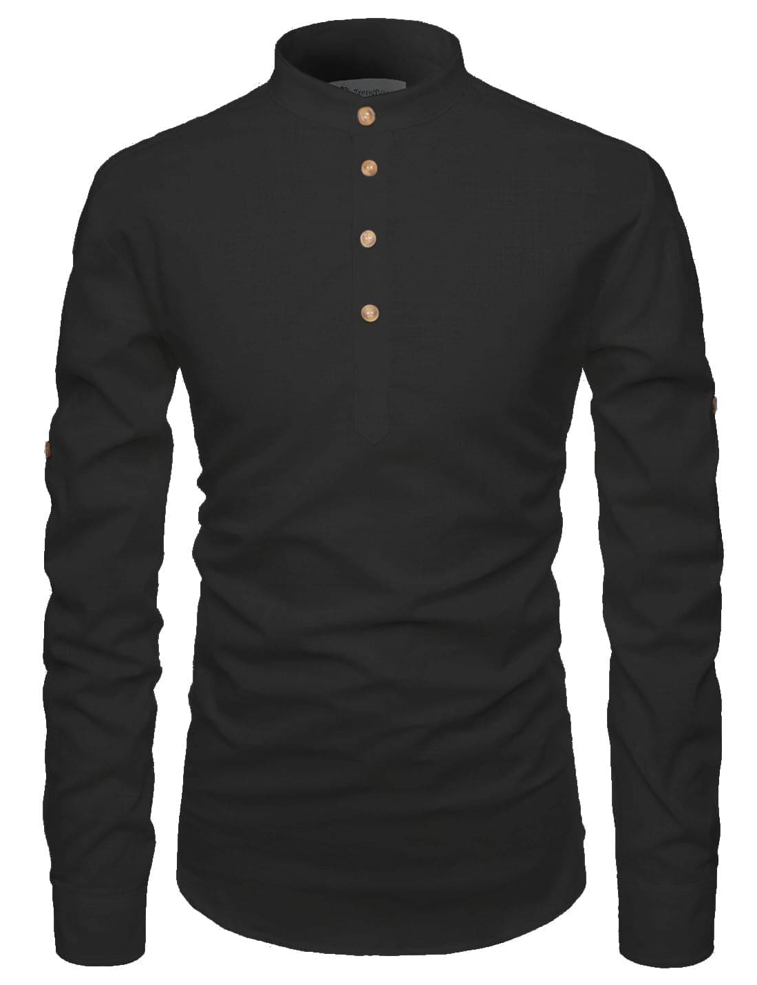     			TrendiVastra Black Cotton Blend Men's Shirt Style Kurta ( Pack of 1 )