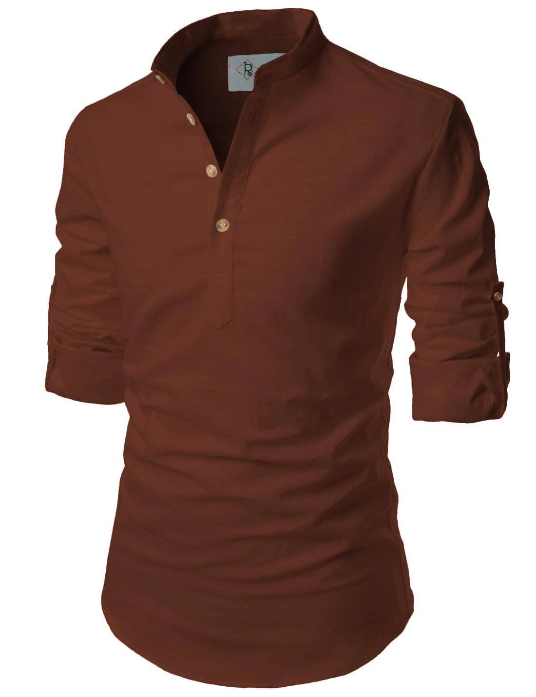 TrendiVastra Brown Cotton Blend Men's Shirt Style Kurta ( Pack of 1 )     			TrendiVastra Brown Cotton Blend Men's Shirt Style Kurta ( Pack of 1 )