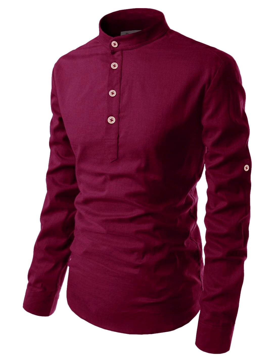     			TrendiVastra Maroon Cotton Blend Men's Shirt Style Kurta ( Pack of 1 )