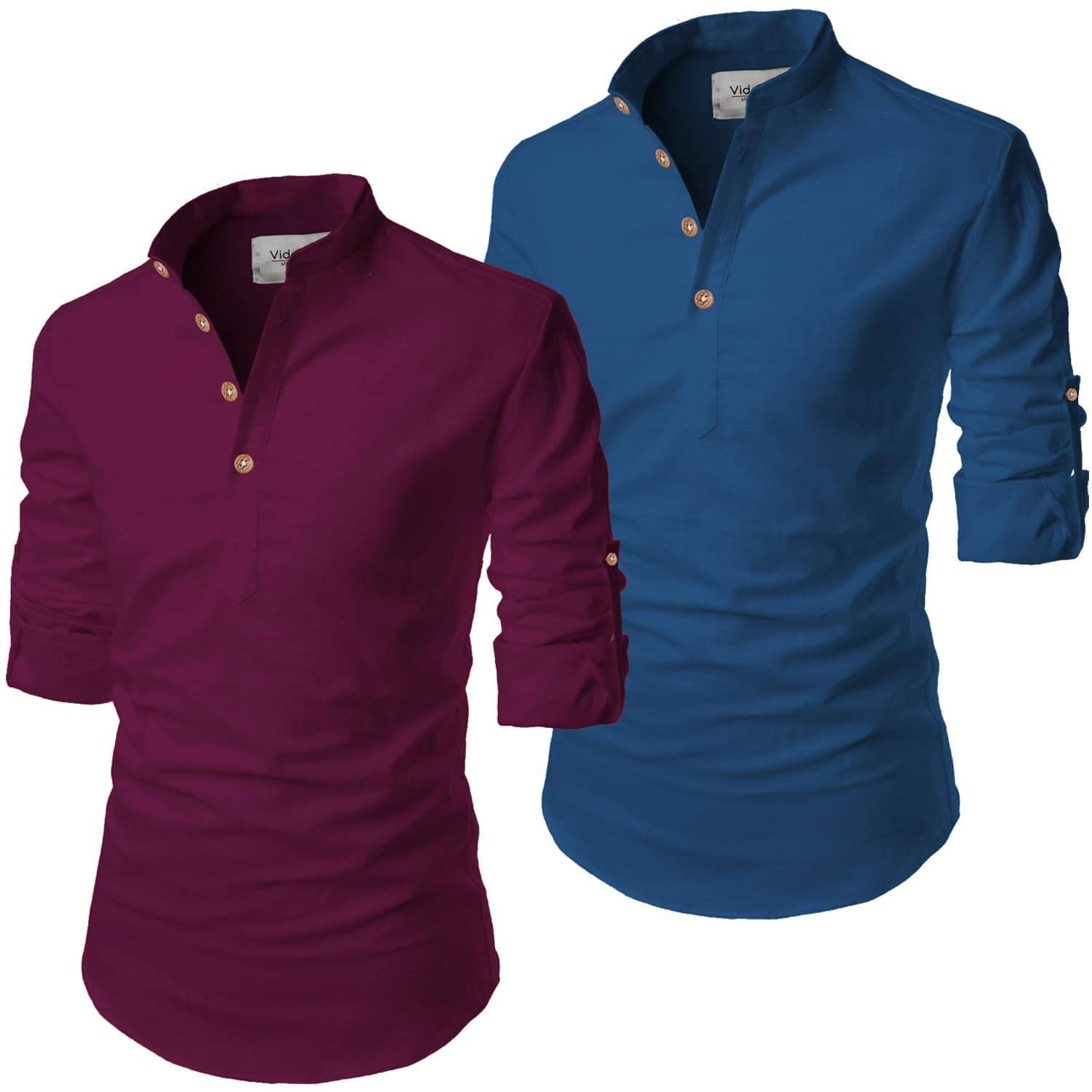 Vida Loca Blue Cotton Blend Men's Shirt Style Kurta ( Pack of 2 )     			Vida Loca Blue Cotton Blend Men's Shirt Style Kurta ( Pack of 2 )