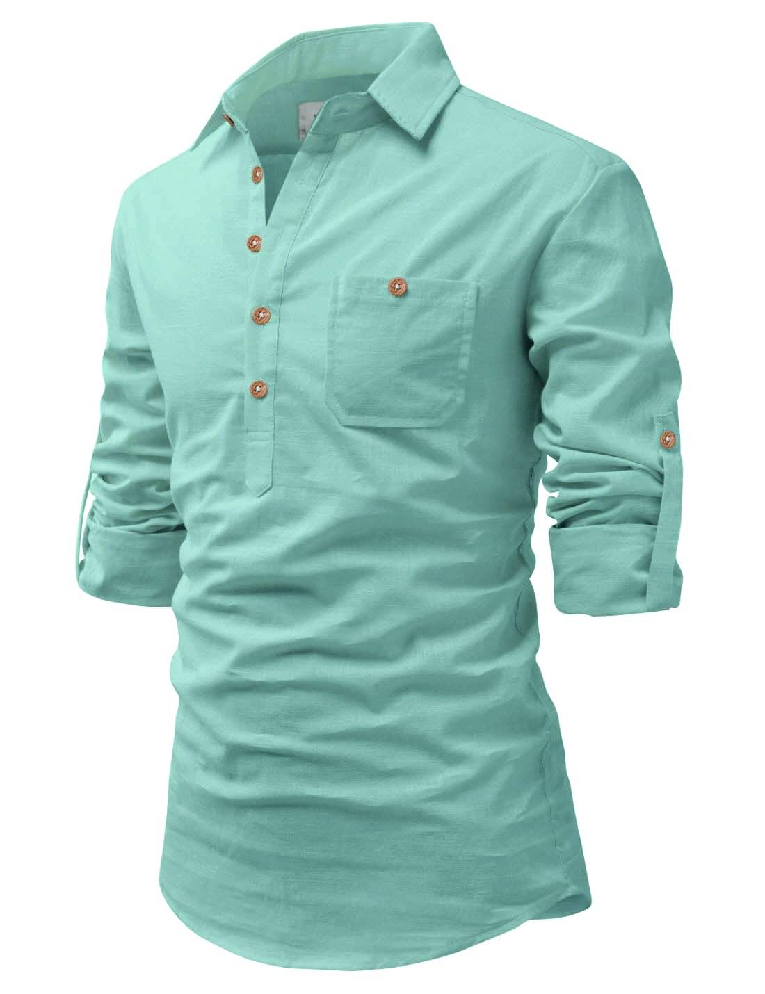     			Vida Loca Light Blue Cotton Blend Men's Shirt Style Kurta ( Pack of 1 )