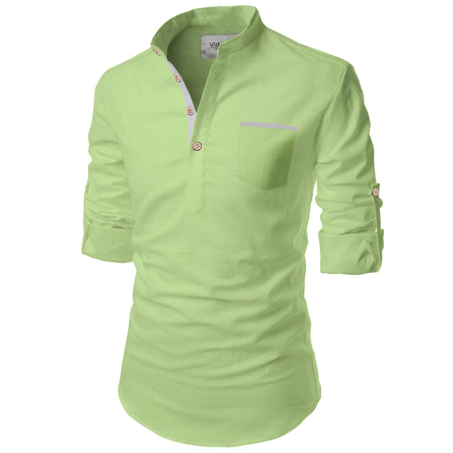 Vida Loca Light Green Cotton Blend Men's Shirt Style Kurta ( Pack of 1 ) Vida Loca Light Green Cotton Blend Men's Shirt Style Kurta ( Pack of 1 )
