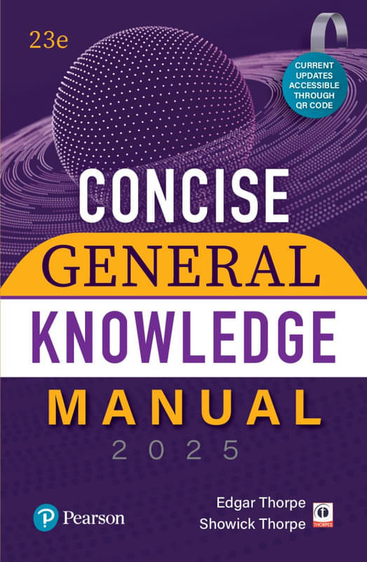     			2025 - Concise General Knowledge Manual, for various examinations like CUET, CLAT, SSC 23rd Edition –  Pearson