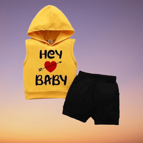 CUTEVIBE Pack of 1 Boys Cotton Blend T-Shirt & Shorts Set ( Gold )