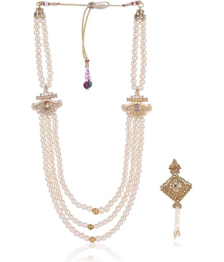 Dulha groom sherwani Necklace/Moti Mala for Men for wedding | Groom Mala and Brooch Set - Jewellery Sets | Buy online on ZillyBuy