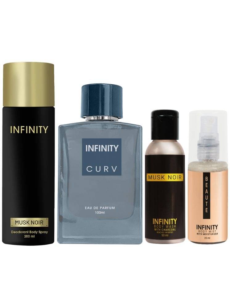     			Infinity Curv Perfume, Musk Noir Deodorant, Musk Noir Body Wash & Beaute Body Mist Pack of 4