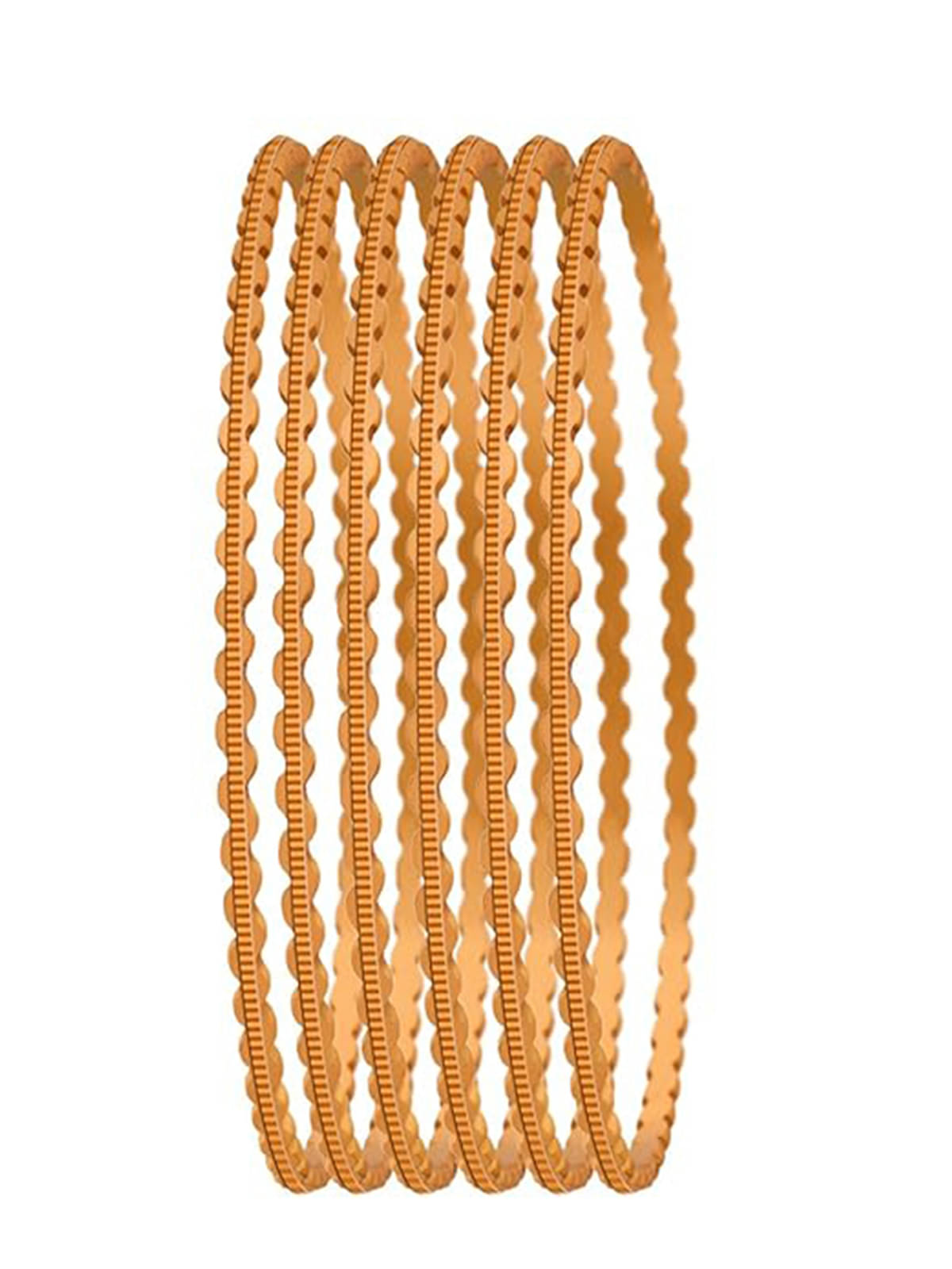     			JFL - Jewellery For Less Gold Bangle Set ( Pack of 6 )