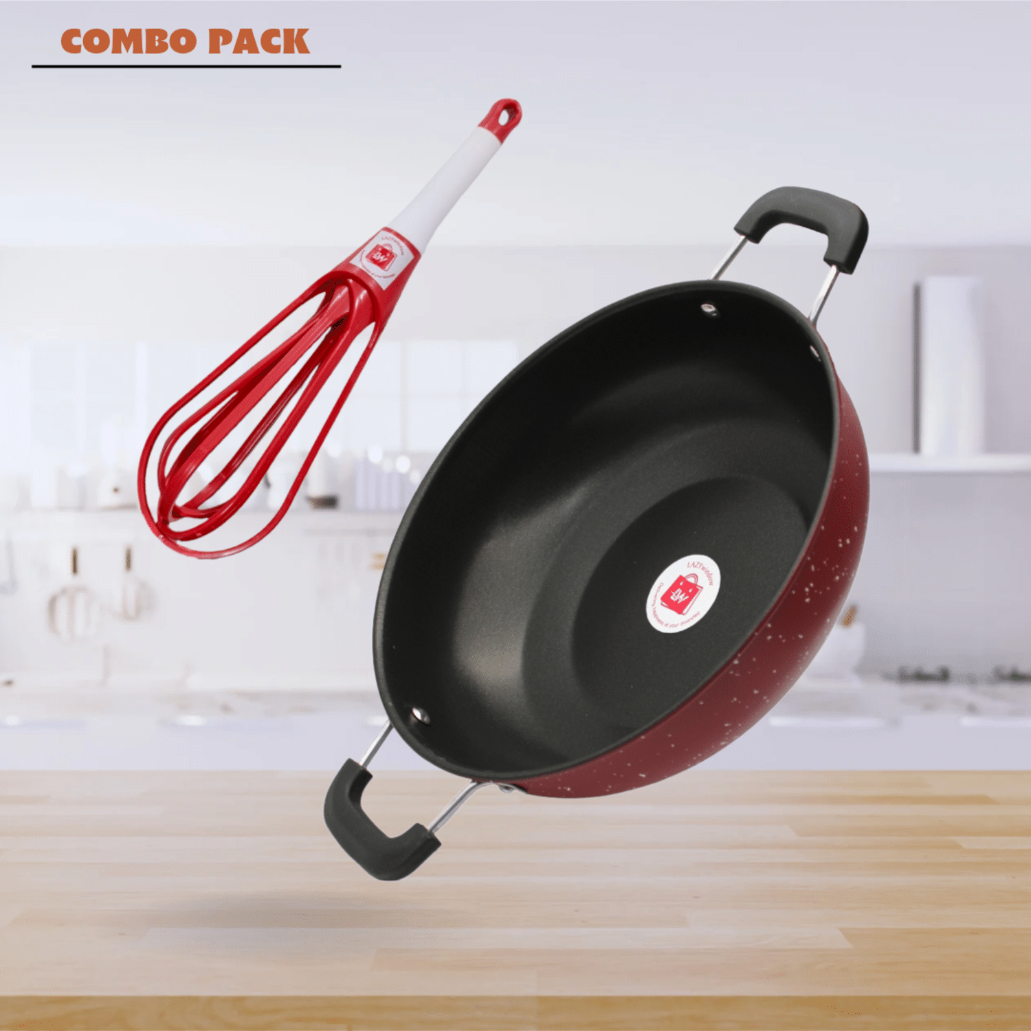 LAZYWINDOW Non-stick Non-Stick Deep Kadhai 0.3 mm ( 3 ) L LAZYWINDOW Non-stick Non-Stick Deep Kadhai 0.3 mm ( 3 ) L
