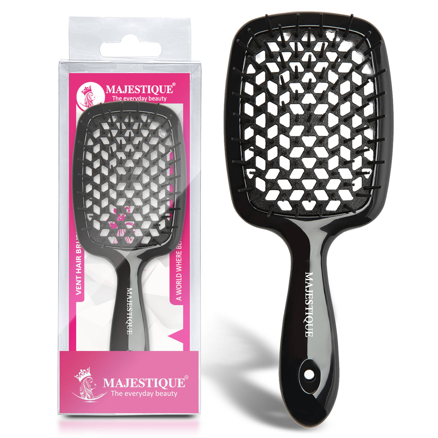     			MAJESTIQUE Paddle Brush For All Hair Types ( Pack of 1 )