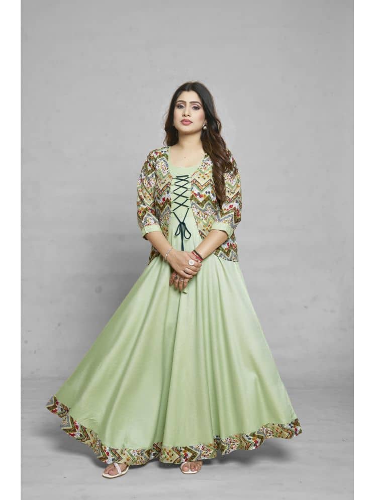 MEESORRA Rayon Printed Anarkali Women's Kurti - Sea Green ( Pack of 1 ) - Kurtis, Tunics | Buy online on ZillyBuy