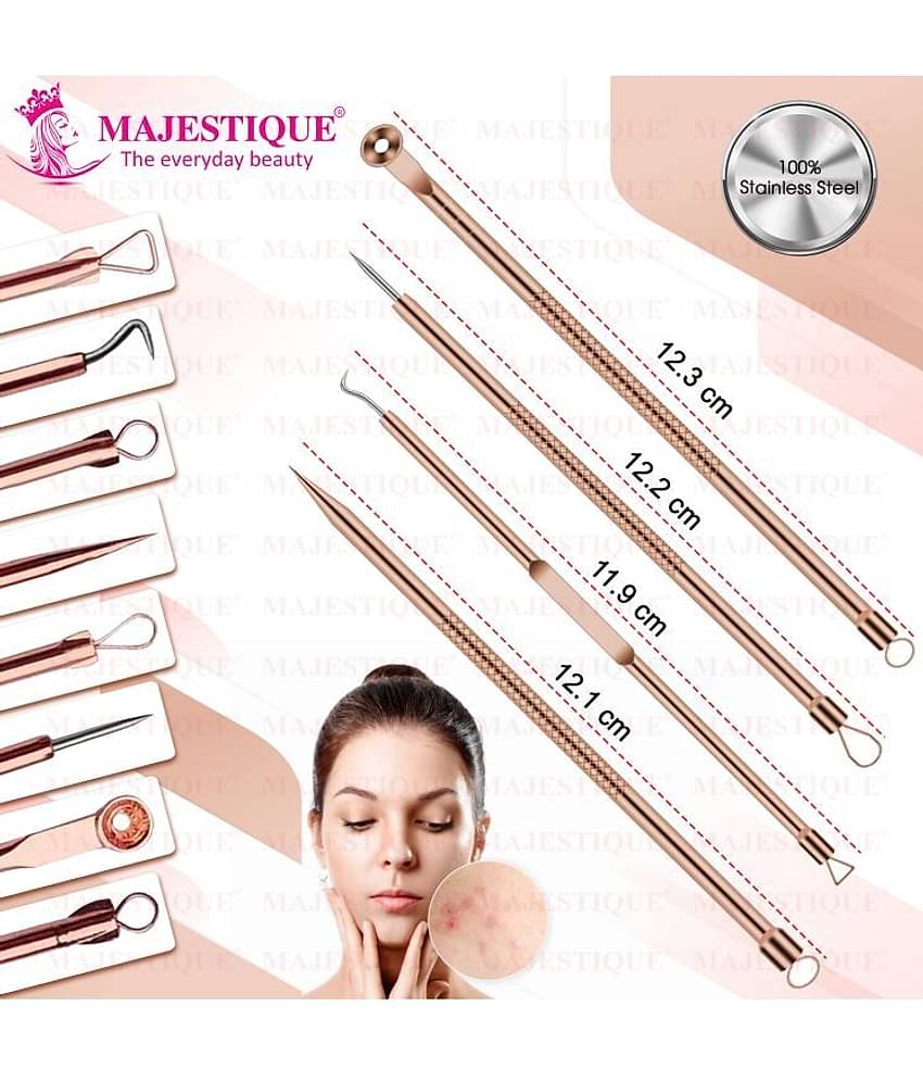 Majestique Blackhead Remover kit 4Pcs Proper Pimple Remover Tool - Blackhead Extractor Tool for Nose Face, Stainless Steel White Head Remover Kit for Men. Women
