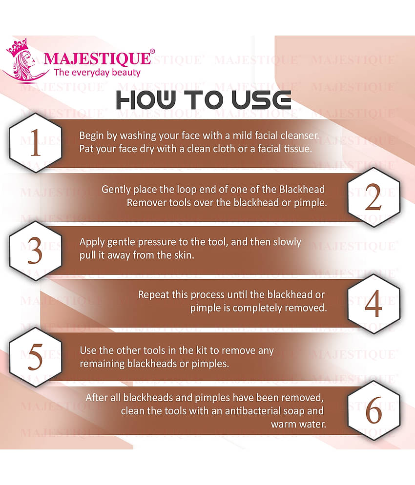 Majestique Blackhead Remover kit 4Pcs Proper Pimple Remover Tool - Blackhead Extractor Tool for Nose Face, Stainless Steel White Head Remover Kit for Men. Women