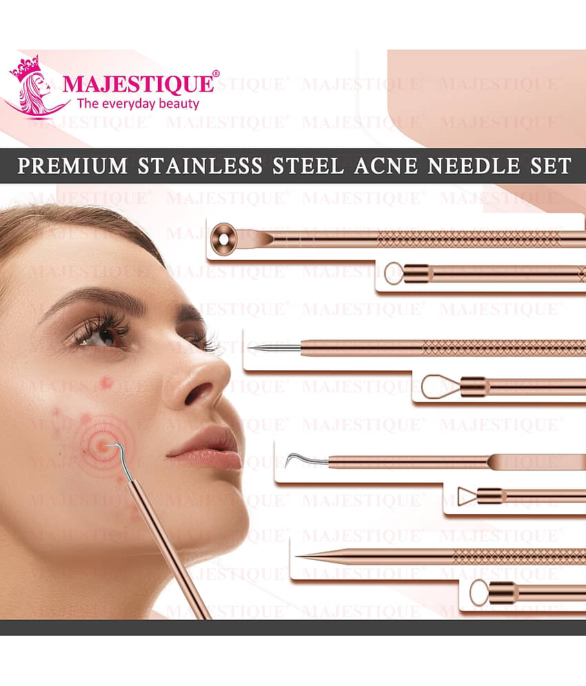 Majestique Blackhead Remover kit 4Pcs Proper Pimple Remover Tool - Blackhead Extractor Tool for Nose Face, Stainless Steel White Head Remover Kit for Men. Women