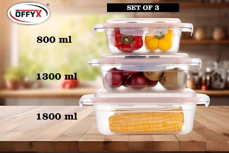 OFFYX LOCK CONTAINER PET White Multi-Purpose Container ( Set of 3 )