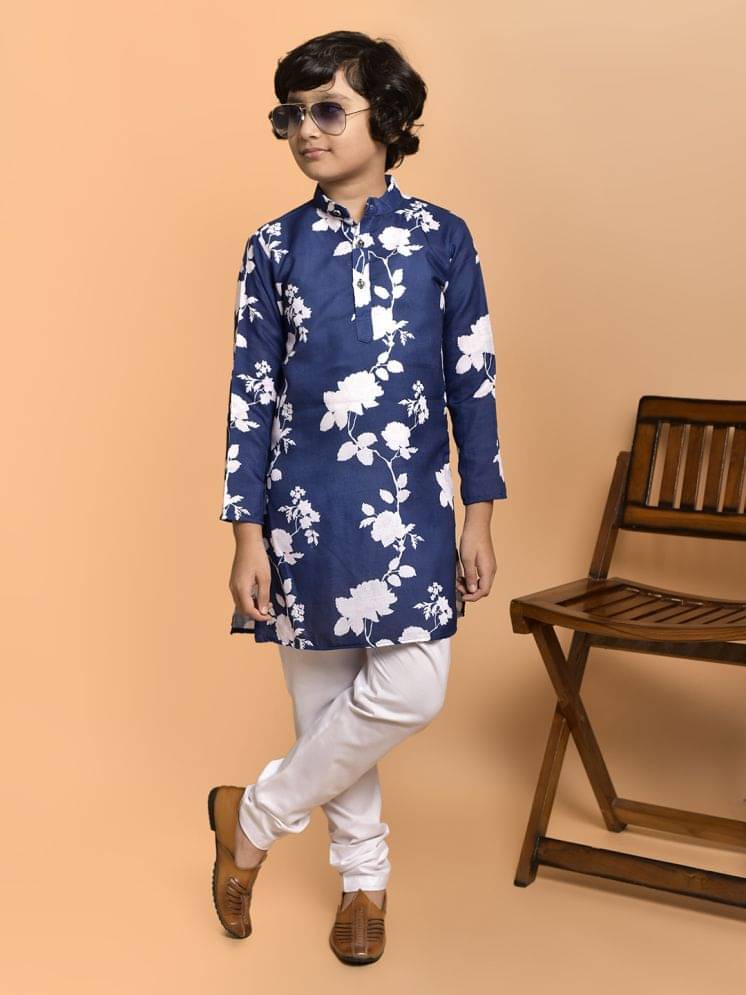 PRINTCULTR Boys Cotton Blend Blue Kurta Churidar Set ( Pack of 1 ) PRINTCULTR Boys Cotton Blend Blue Kurta Churidar Set ( Pack of 1 )
